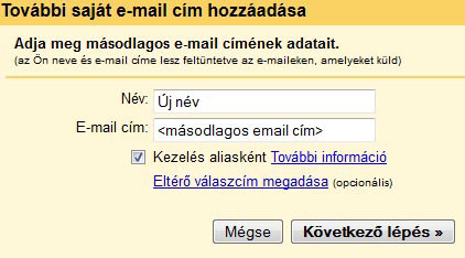 Email álnév beállítás Gmail 2