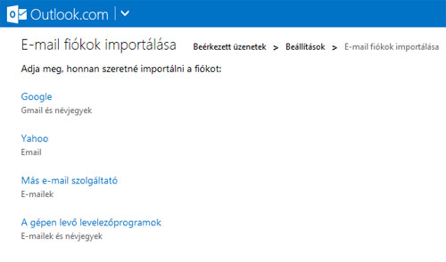 Outlook.com import