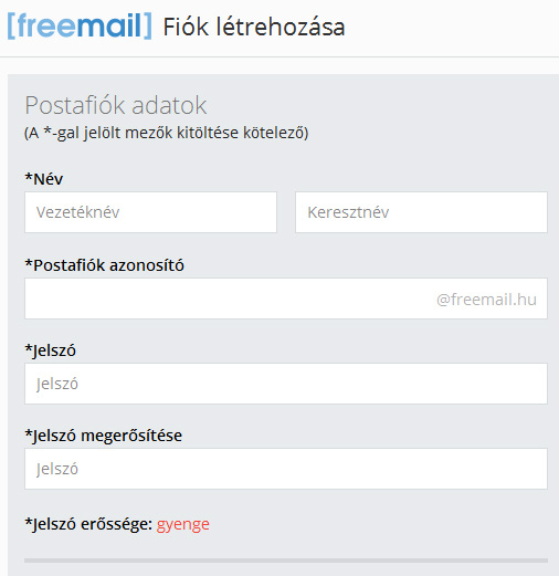 Freemail regisztráció