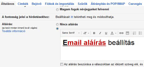 Email aláírás Gmail