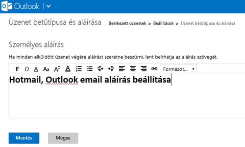 Email aláírás Hotmail