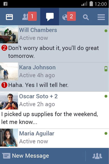 Facebook Lite android alkalmazás üzenetek