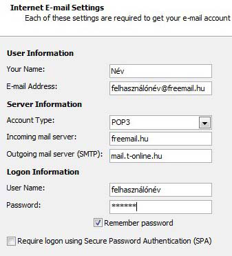 Freemail Outlook beállítás 4