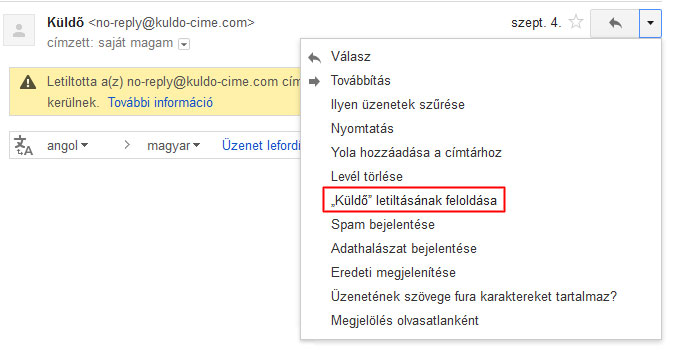 Gmail küldő tiltásának feloldása