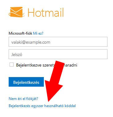 Hotmail bejelentkezés egyszer használható kóddal 1