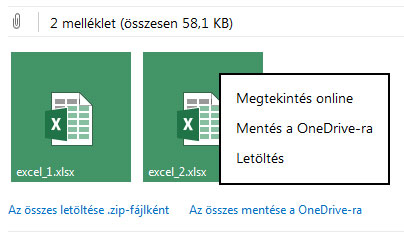Outlook.com több csatolmány mentése OneDrive-ra