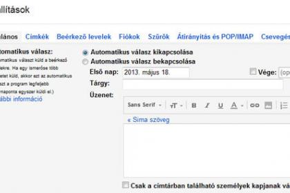 Automatikus válasz Gmail