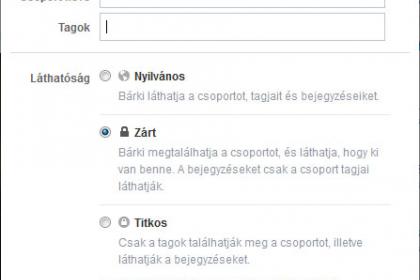 Facebook csoport létrehozása